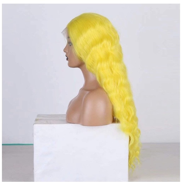 24” Yellow Long Loose Curly Lace Front Wigs - Picture 2 of 7